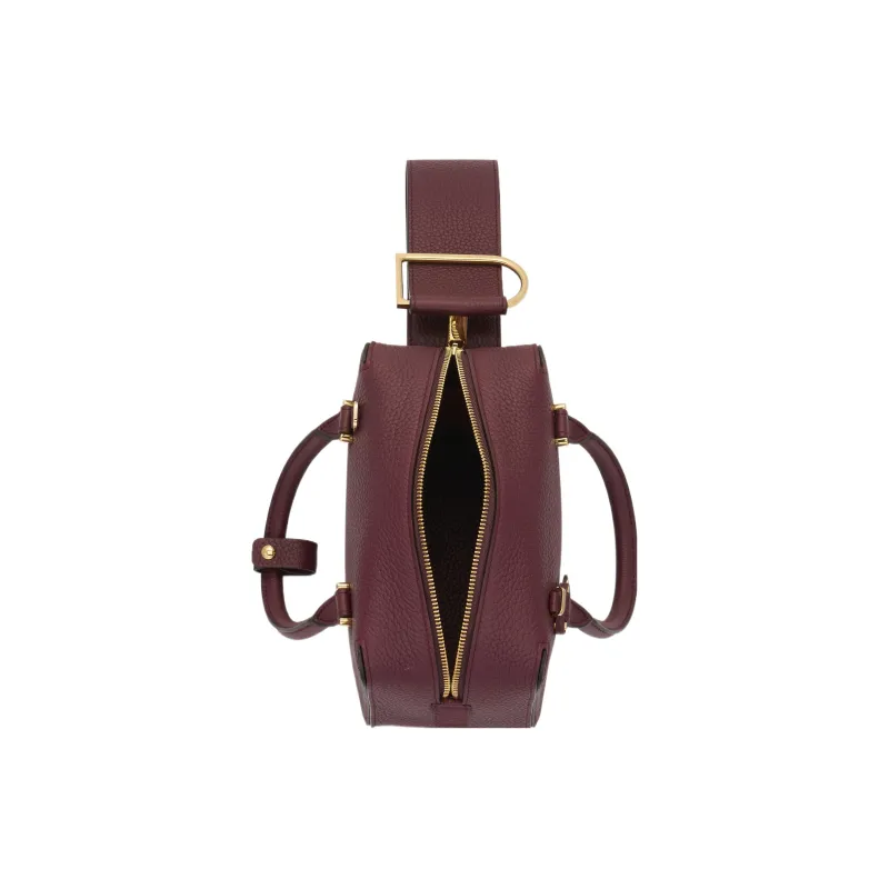 Delvau Cool Bo Soft Grain Calfskin Shoulder Bag Crossbody Bag Handbag Mini Women's Rosewood Color-3