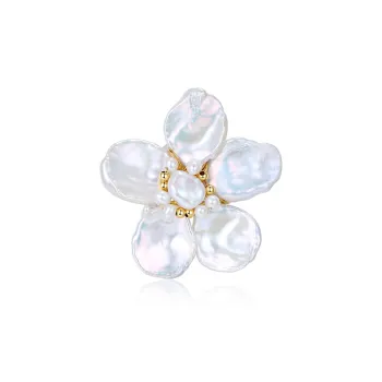 COCOKIM Freshwater Pearl Brooches Unisex Gold