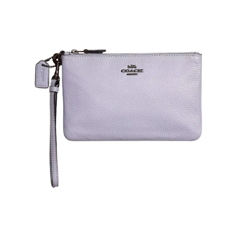 COACH Wristlet Leather Card Slot Wrist Bag Clutch Small Size Women's Purple-0