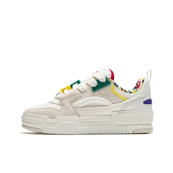 Anta Microsugar Puffy Anti Slip And Wear Resistant Breathable Low Top Skateboard Shoes Women's White Gray