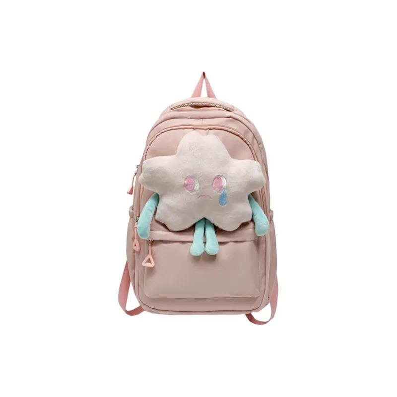 PINK·LAND Nylon Backpack Medium Size Women's White/Pink/Green/Yellow-9