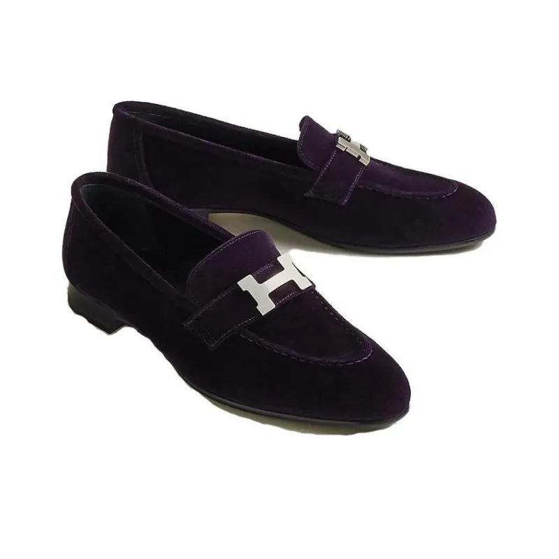 HERMES Paris Loafers Women's Purple-2