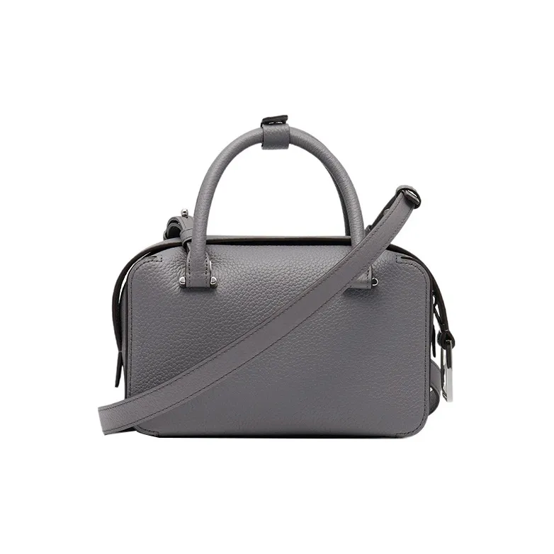 Delvau Cool Bo Soft Grain Calfskin Shoulder Bag Crossbody Bag Handbag Mini Women's Gray-2