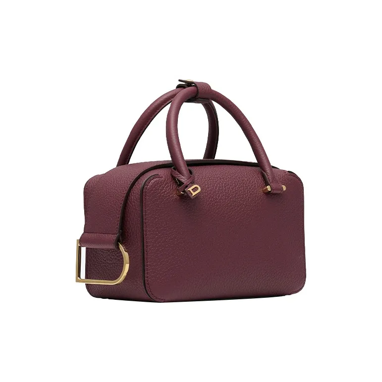 Delvau Cool Bo Soft Grain Calfskin Shoulder Bag Crossbody Bag Handbag Mini Women's Rosewood Color-1