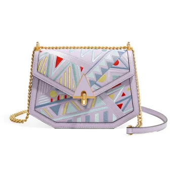 Forever Lucky Cow Leather Shoulder Bag Crossbody Bag Regular Women's Lavender/Precision Blue/Elegant Black