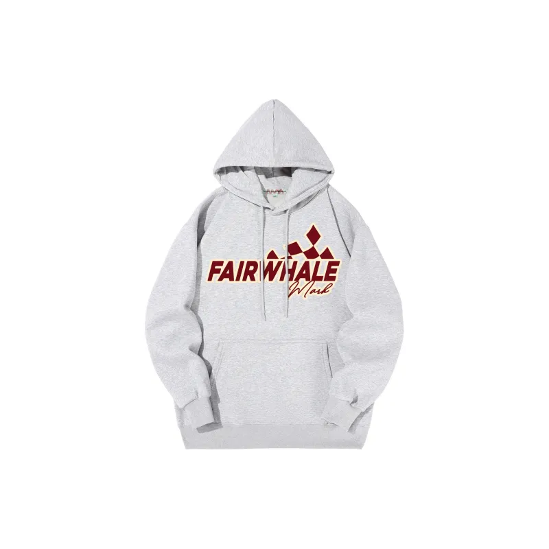 FAIRWHALE Letter Print Loose Fit Pullover Drop Shoulder Hoodie Unisex-48