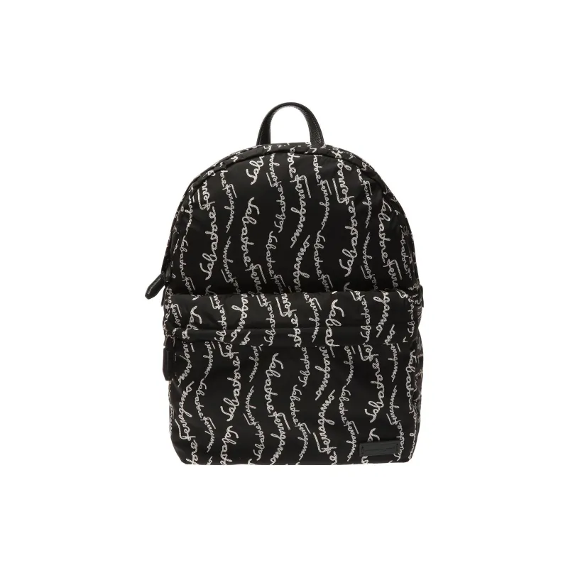 FERRAGAMO Nylon With Calfskin Backpack Men's Black-0