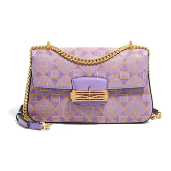 Forever Lucky Cow Leather Shoulder Bag, Crossbody Bag Small Size Women's Periwinkle Basket/Elegant Black/Moon White