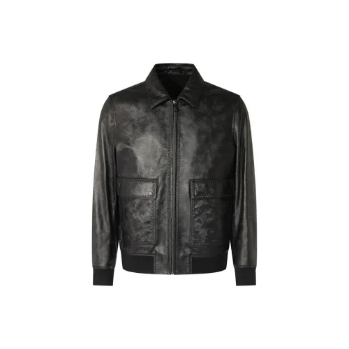 ANDREW MACKENZIE Leather Jackets Men Black