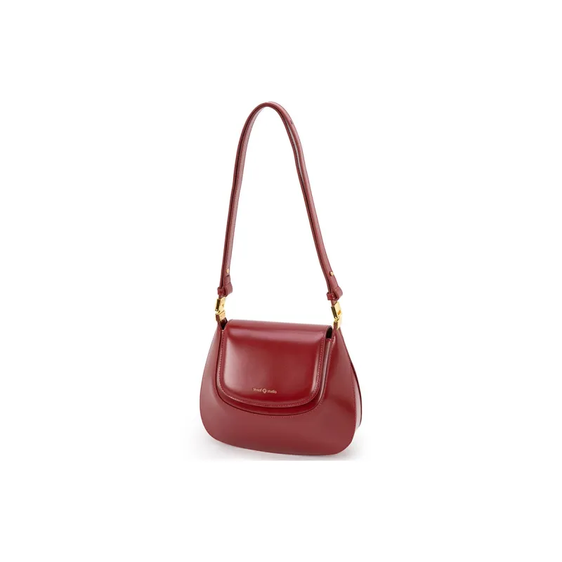 VENOF Cow Leather Shoulder Bag Small Size Women's Ivy Red/Van Dyke Brown/Martini Green-1