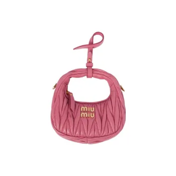 MIU MIU Wander Series Soft Sheep Leather HOBO Handbag, Shoulder Bag, Crossbody Handbag Extra Mini Women's Begonia Pink