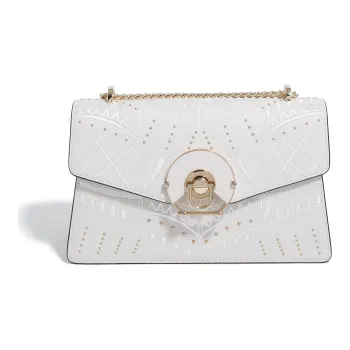 Forever Lucky Cow Leather Shoulder Bag Crossbody Bag Handbag Medium Size Women's White/Purple/Black