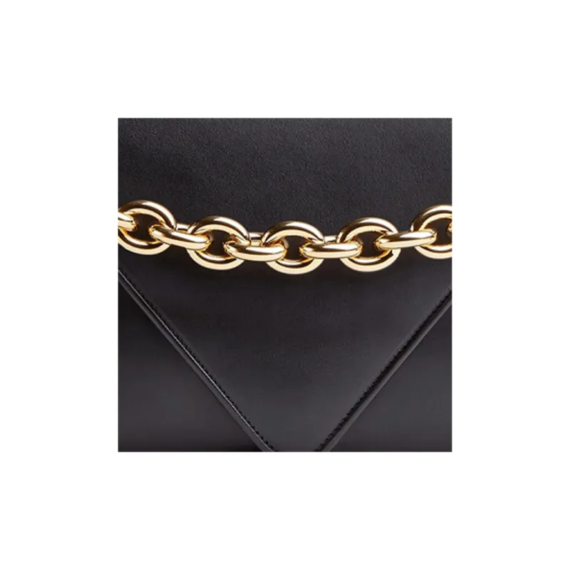 Bottega Veneta MOUNT Smooth Calf Leather Envelope Bag, Shoulder Bag, Crossbody Bag Medium Size Women's Black-4