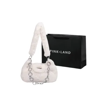 PINK·LAND Plush Fuzzy Shoulder Bag Regular Women's White/Gray/Black/Pink/Khaki