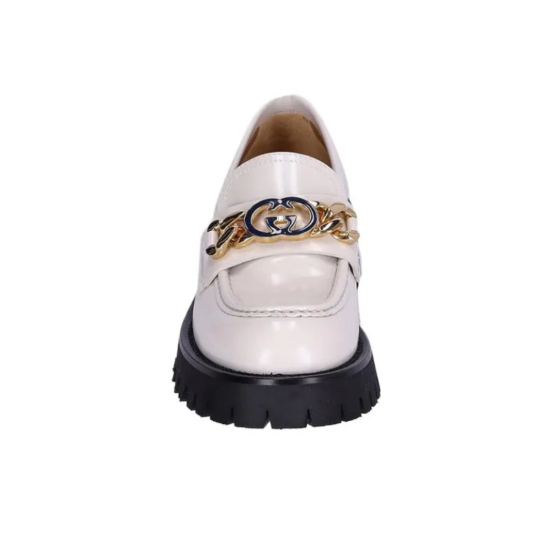 GUCCI Interlocking G Leather Loafers-3