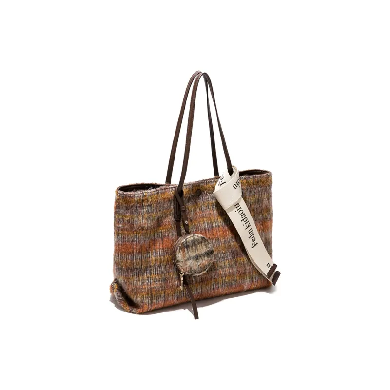 MACKJANICE Polyurethane Tote Shoulder Bag Women's Black White Plaid-18