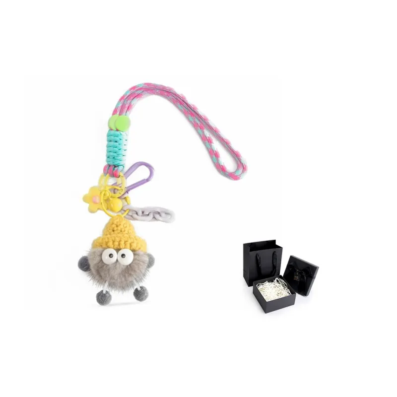 Ingenuity Handmade Mink Fur Pendant Doll Backpack Lanyard With Keychain Includes Shoulder Strap Women's Multicolor-2