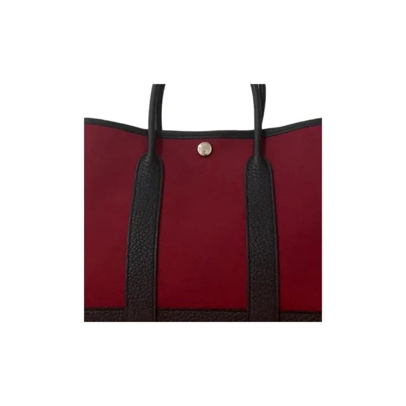 HERMES Garden Party Canvas Garden Bag, Canvas Bag, Handbag Unisex Gemstone Red & Bubble Gum Pink & Indigo-3