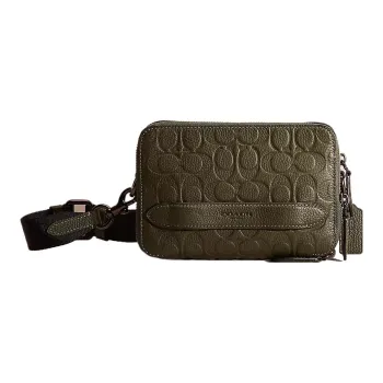 COACH Charter Polished Pebbled Leather Camera Bag Shoulder Bag Crossbody Bag Small Size Women's Army Green