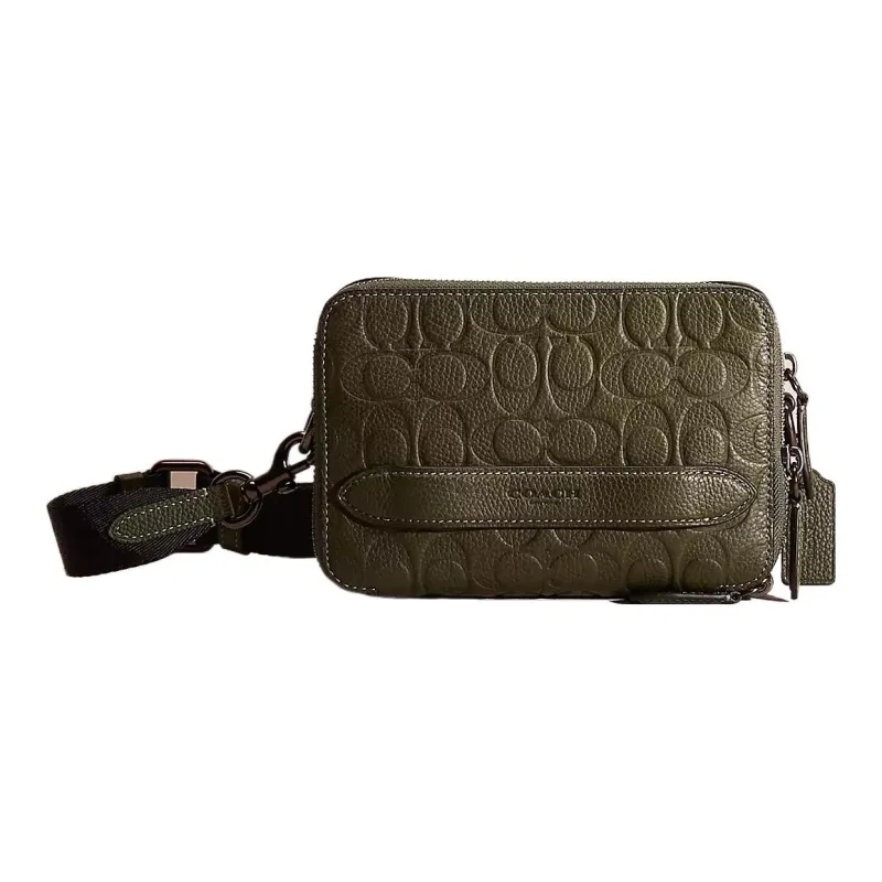 COACH Charter Polished Pebbled Leather Camera Bag Shoulder Bag Crossbody Bag Small Size Women's Army Green-0