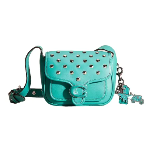 COACH Tabby Glove Tanning Messenger Bag Shoulder Bag Crossbody Bag Small Size Women's Silver & Bright Green