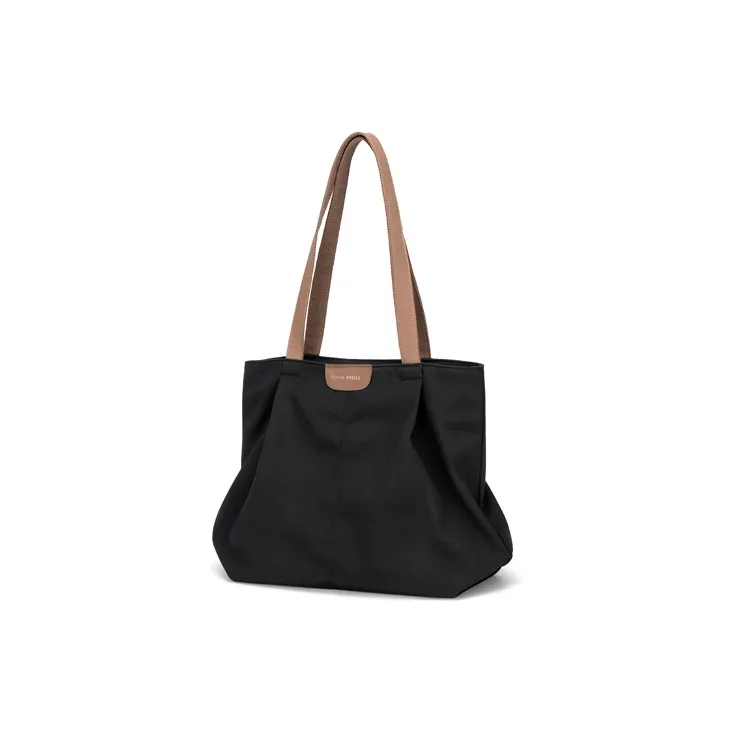 CinvaiKrose Fabric Canvas Bag, Shoulder Bag, Tote Bag, Shopping Bag Tubas Women's Ecru/Black-7