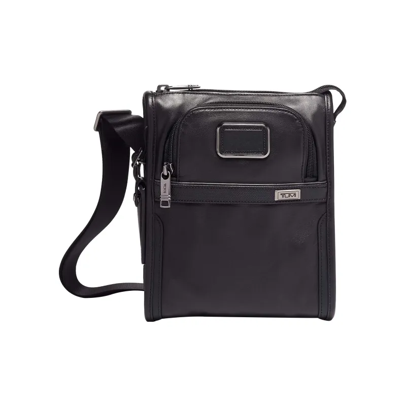 TUMI Alpha 3 Leather Shoulder Bag Crossbody Bag Small Size Men's Black-0