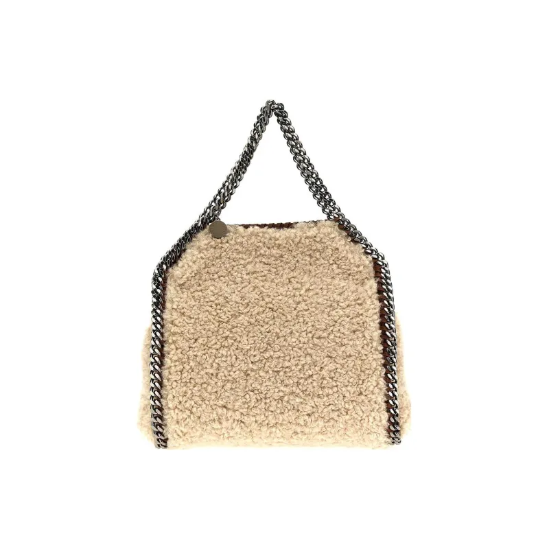 Stella McCartney Falabella Sheared Wool Tote Bag Shopping Bag Handbag Mini Women's Light Brown-0