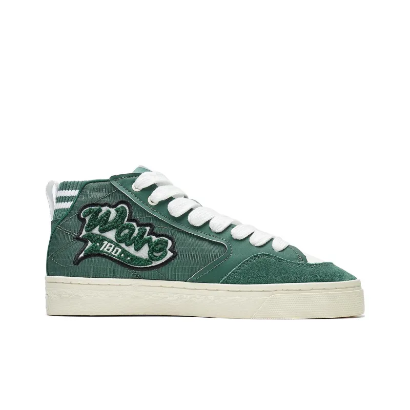LiNing Wave 180 VNTG Anti Slip Wear Resistant Mid Top Skateboard Shoes Men's Green White-1