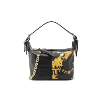 VERSACE JEANS COUTURE Polyester Croissant Bag, Shoulder Bag, Handbag Regular Women's Black & Black
