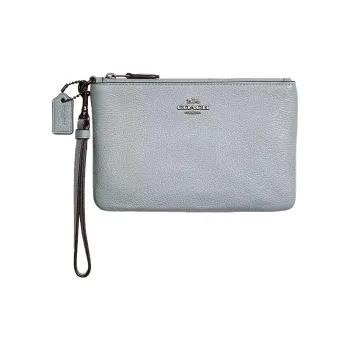 COACH Wristlet Leather Wrist Bag Clutch Small Size Women's Light Blue