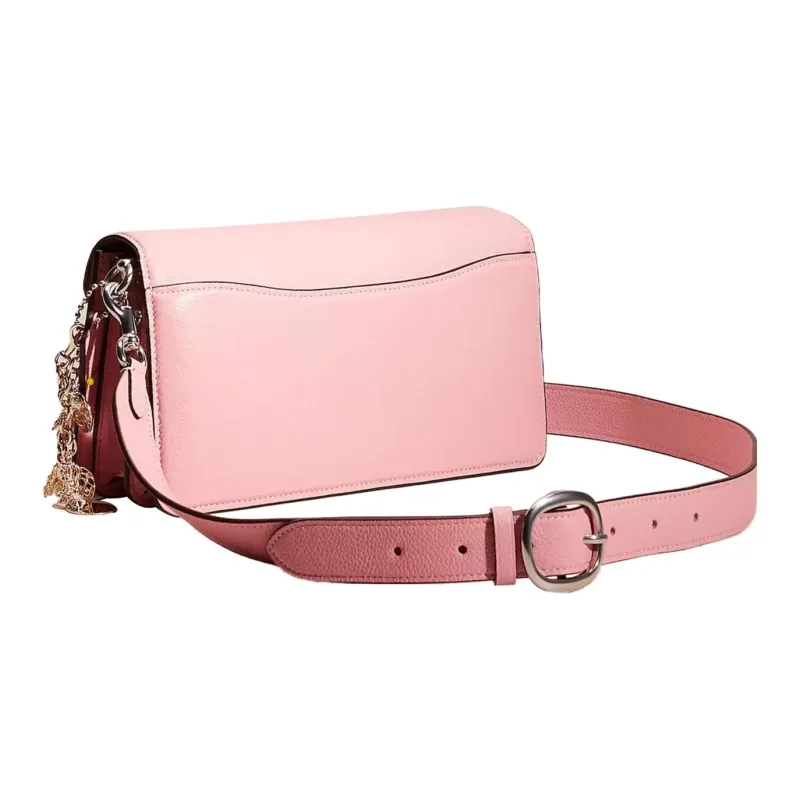 COACH Tabby Polished Pebble Leather Portable Crossbody Bag, Shoulder Bag Women's Silver & Floral Pink-1