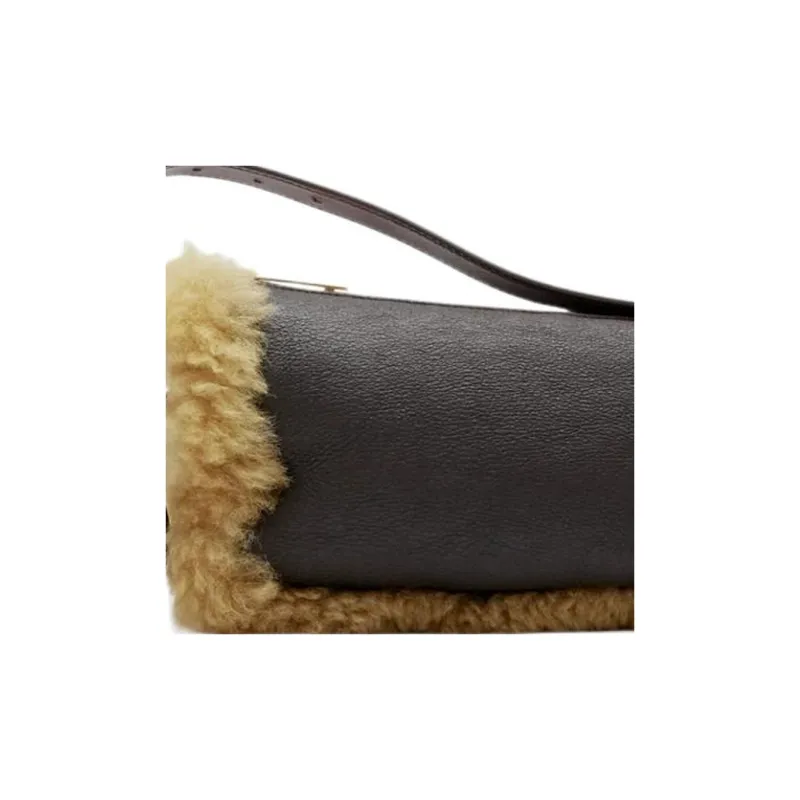 Burberry Sheepskin One Shoulder Handbag Small Size Women's Moss-4