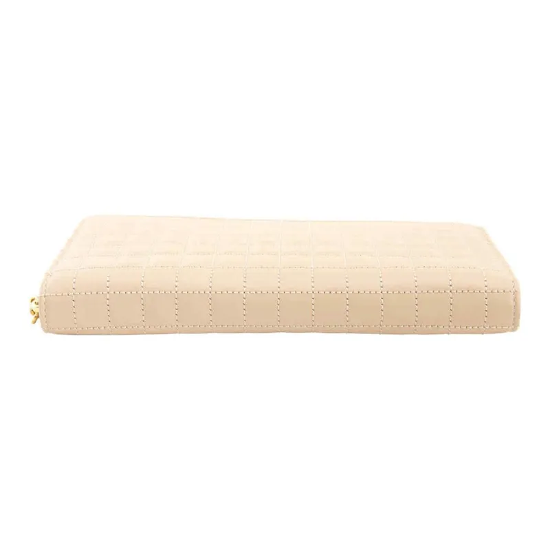 CELINE Quilting Calfskin Wallet Large Size Women's Nude-4