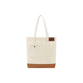 Lee Canvas+PU Tote Shoulder Bag, Canvas Bag, Shopping Bag Regular Women's Milk Tea & Coffee