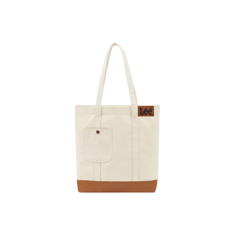 Lee Canvas+PU Tote Shoulder Bag, Canvas Bag, Shopping Bag Regular Women's Milk Tea & Coffee-0