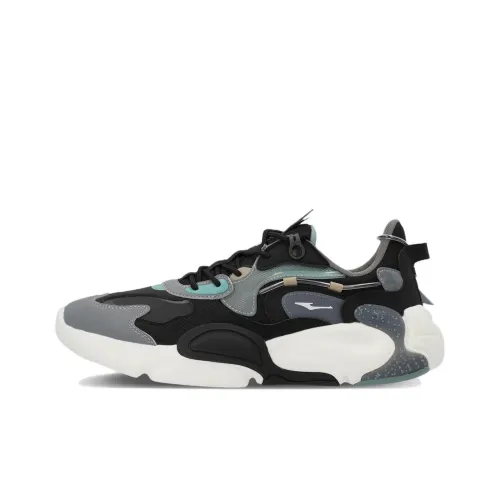 Erke Anti Slip And Wear Resistant Breathable Low Top Casual Shoes Men's It Is Black Gray green Jade