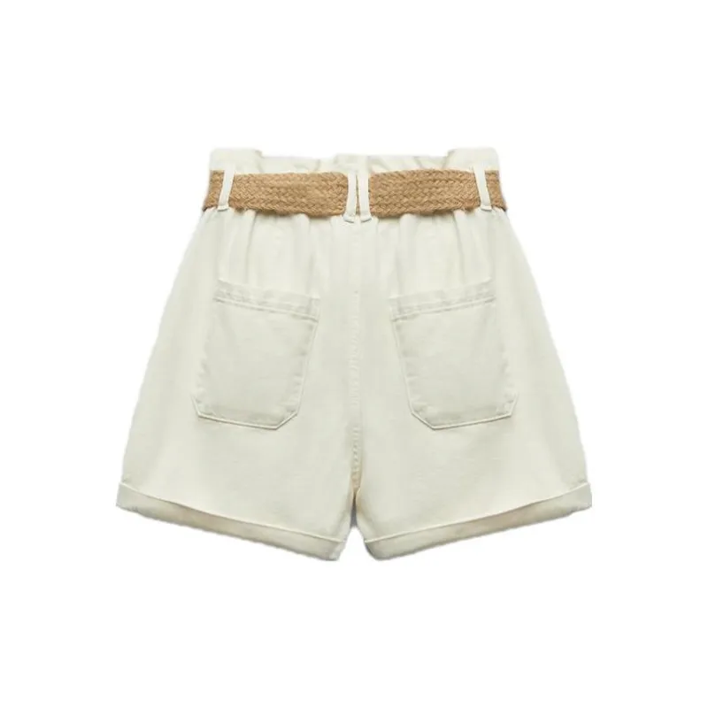 ZARA Denim Shorts Women's White-1