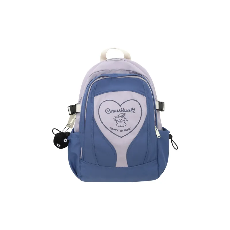 Deli Bear Nylon Backpack Regular Unisex Black Stockings/Black White/Blue Black/Blue Purple-8