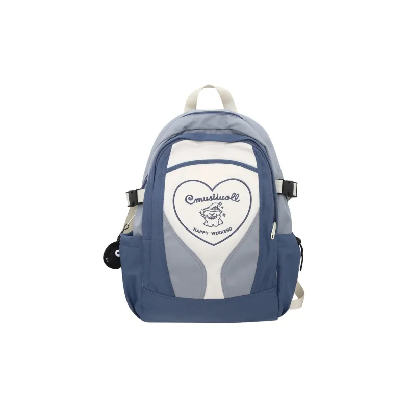Deli Bear Nylon Backpack Regular Unisex Black Stockings/Black White/Blue Black/Blue Purple-3