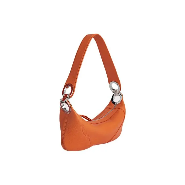 By Far Mini Amira Cow Leather Shoulder Bag Women's Papaya-1