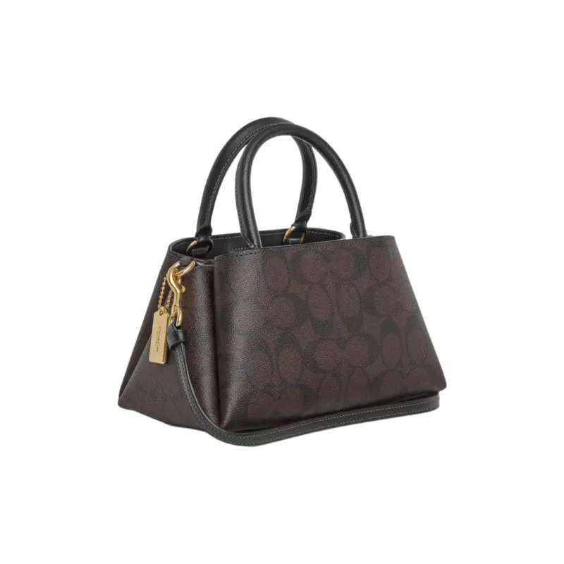 COACH PVC Artificial Leather One Shoulder Handbag Women's Brown & Black-1