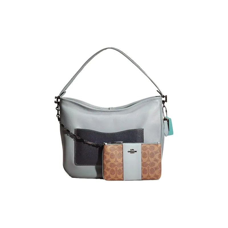 COACH Tabby Leather Hobo Bag Handbag Shoulder Bag Large Size Women's Gray Blue-1