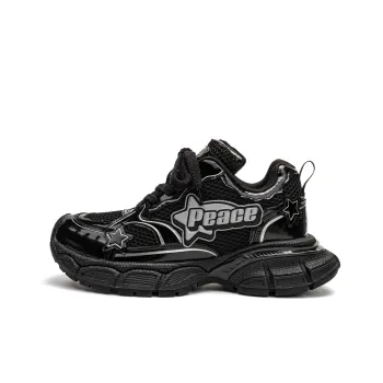Youthloser Peace Star Low Top Chunky Sneakers Unisex Black