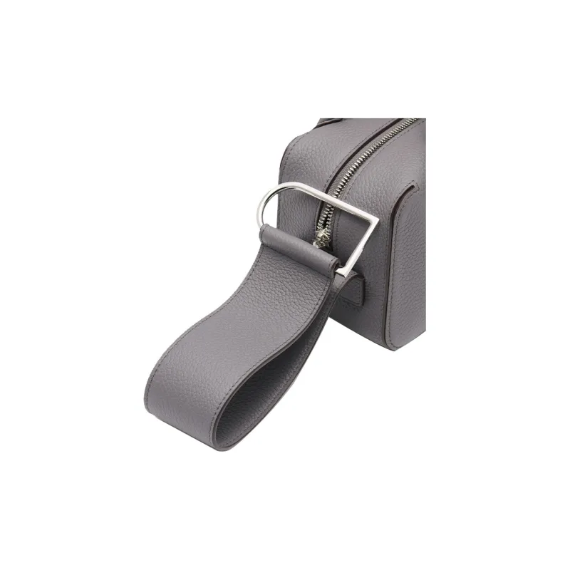 Delvau Cool Bo Soft Grain Calfskin Shoulder Bag Crossbody Bag Handbag Mini Women's Gray-7