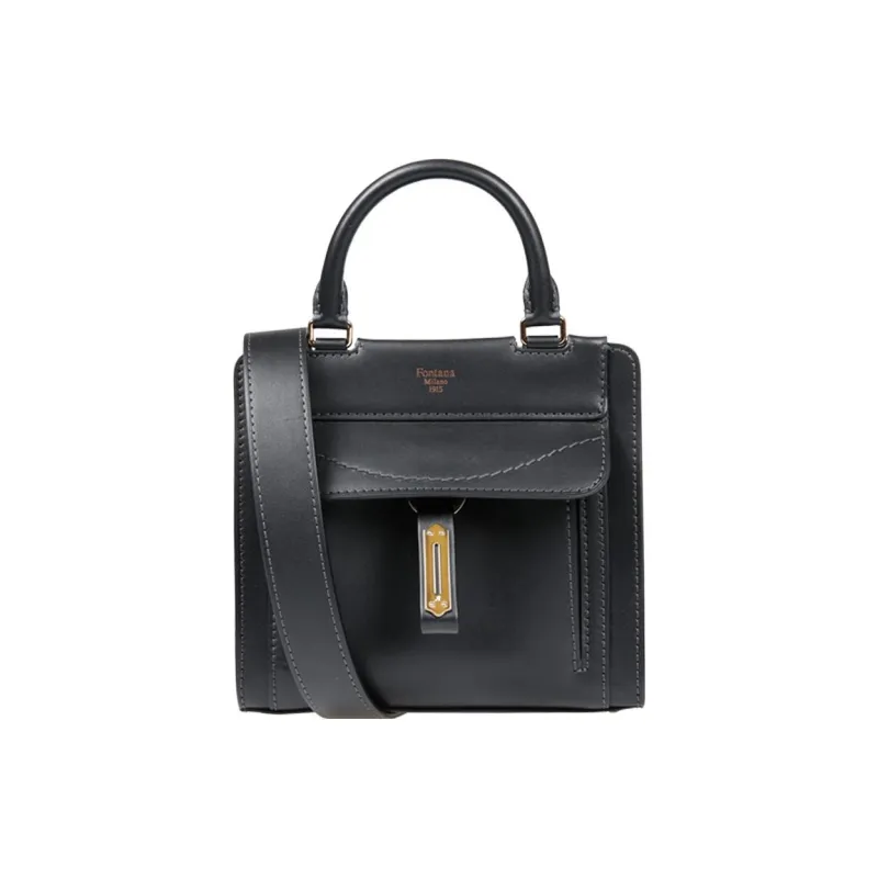 Fontana Milano 1915 Calfskin Shoulder Bag Crossbody Bag Handbag Women's Black-0