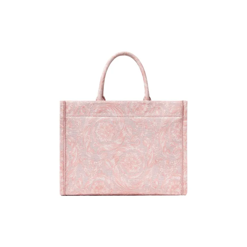 VERSACE Barocco Polyamide With Cotton Tote Bag, Shopping Bag, Handbag Women's Pink Multicolor Print-2
