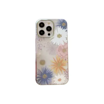 Yule Solid Color Phone Cases Compatible With Apple 15/14/13 Pro Max/Pro Gilded Floral Individual Impact Resistant