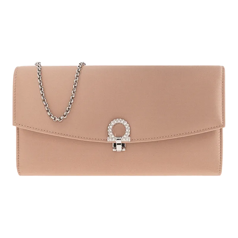 FERRAGAMO Rayon Blend With Silk Clutches Crossbody Bag Shoulder Bag Women's Light Pink-0