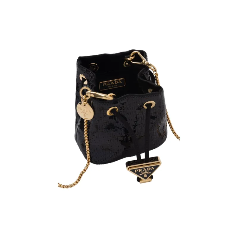 PRADA Satin One Shoulder Crossbody Clutches Mini Women's Black-2